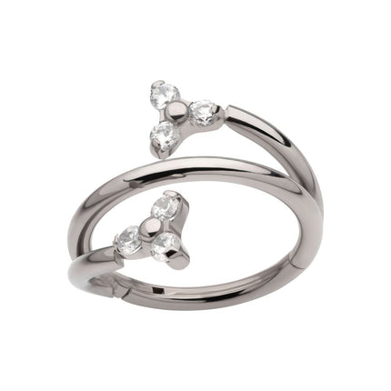 Invictus Titanium Double Ended Twist Side Facing Hinged Segment Clicker with Pronged Trinity CZ