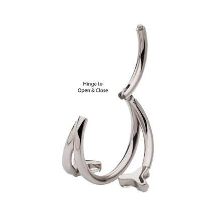 Invictus Titanium Double Ended Twist Side Facing Hinged Segment Clicker with Pronged Trinity CZ