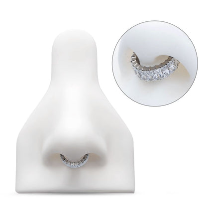 Invictus Titanium with CNC Set Baguette CZ Side Facing Hinged Segment Clicker