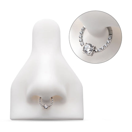 Invictus Titanium with 1mm CNC Set Full Clear CZ & Big Round CZ Front Facing Hinged Segment Clicker