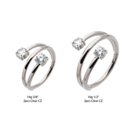 Invictus Titanium Double Ended Twist Side Facing Hinged Segment Clicker with Round CZ