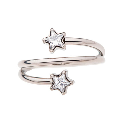 Invictus Titanium Double Ended Twist Side Facing Hinged Segment Clicker with Star CZ