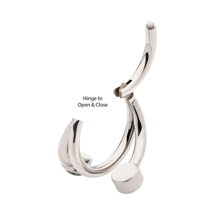Invictus Titanium Double Ended Twist Side Facing Hinged Segment Clicker with Bezel Set Clear CZ