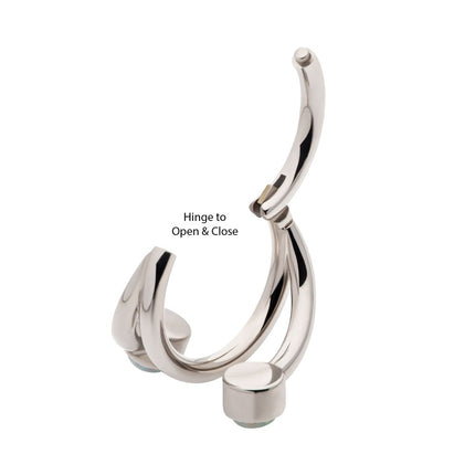 Invictus Titanium Double Ended Twist Side Facing Hinged Segment Clicker with Bezel Set White Opal