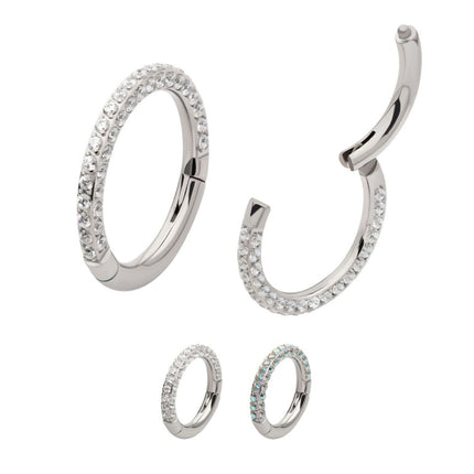 Invictus Titanium 3-Row 0.8mm Pave Gem Hinged Segment Clicker