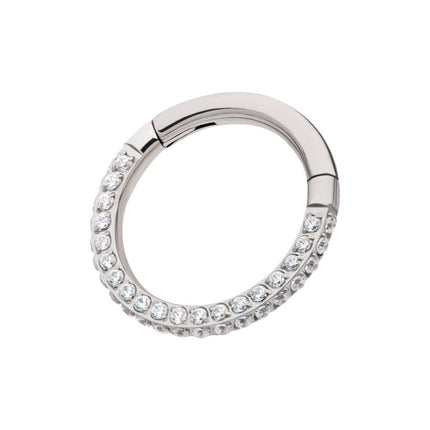 Invictus Titanium 3-Row 0.8mm Pave Gem Hinged Segment Clicker