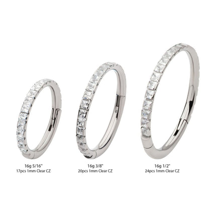 Invictus Titanium with Square 1mm Full Clear CZ Side Facing Hinged Segment Clicker