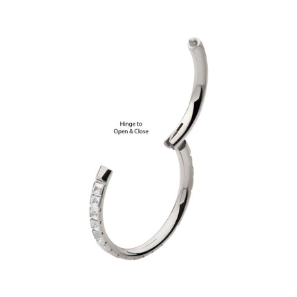 Invictus Titanium with Square 1mm Full Clear CZ Side Facing Hinged Segment Clicker