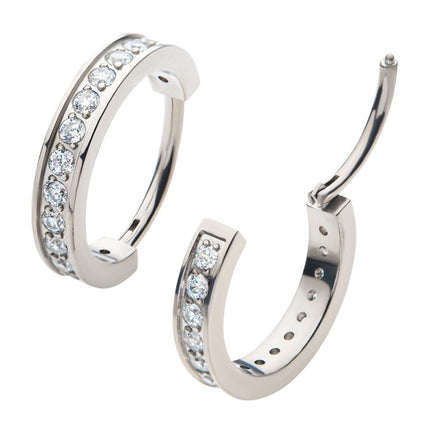 Invictus Titanium with Prong Set Clear AAA CZ 2.5mm Thick Hinged Segment Clicker