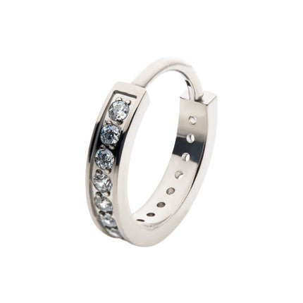 Invictus Titanium with Prong Set Clear AAA CZ 2.5mm Thick Hinged Segment Clicker
