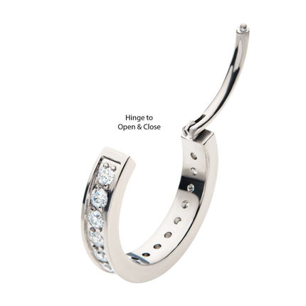 Invictus Titanium with Prong Set Clear AAA CZ 2.5mm Thick Hinged Segment Clicker
