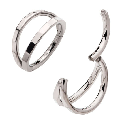 Invictus Titanium Corrugated Double Hoop Side Facing Hinged Segment Clicker