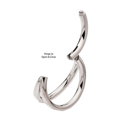 Invictus Titanium Corrugated Double Hoop Side Facing Hinged Segment Clicker