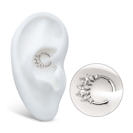 Invictus Titanium Clustered Prong Set Round & Marquise CZ Front Facing Hinged Segment Clicker