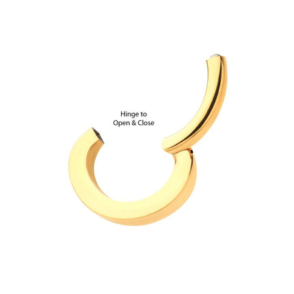 Invictus 14g 24Kt Gold PVD Titanium Oval Shape Hinged Segment Clicker (for Navel Piercing)