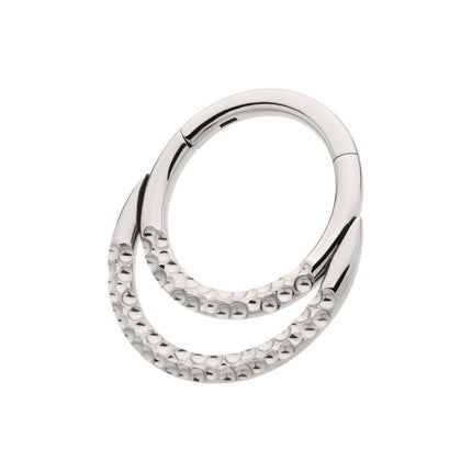 Invictus Titanium Hammered Double Hoop Front Facing Hinged Segment Clicker