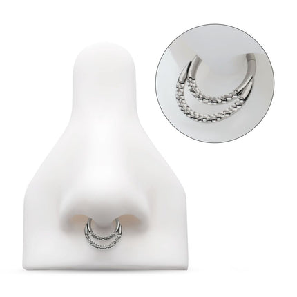 Invictus Titanium Hammered Double Hoop Front Facing Hinged Segment Clicker