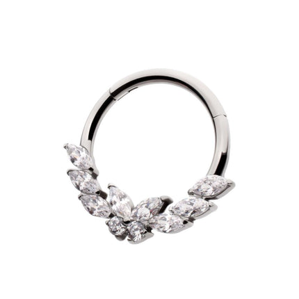 Invictus Titanium Butterfly & Marquise Gem Front Facing Hinged Segment Clicker