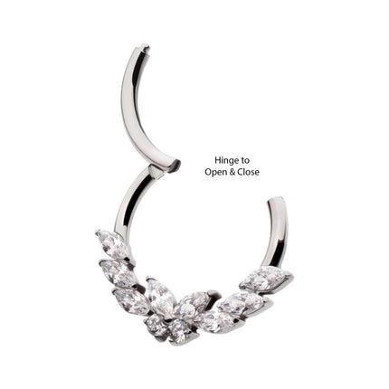 Invictus Titanium Butterfly & Marquise Gem Front Facing Hinged Segment Clicker