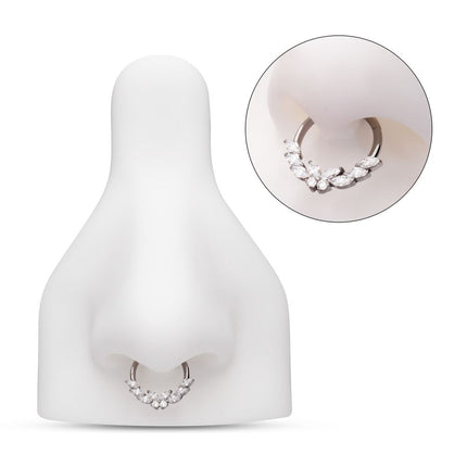 Invictus Titanium Butterfly & Marquise Gem Front Facing Hinged Segment Clicker