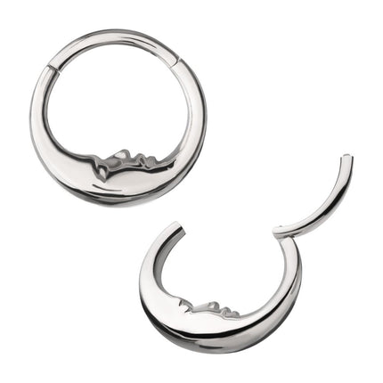 Invictus Titanium Crescent Moon Face Front Facing Hinged Segment Clicker
