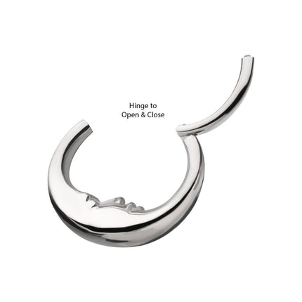 Invictus Titanium Crescent Moon Face Front Facing Hinged Segment Clicker