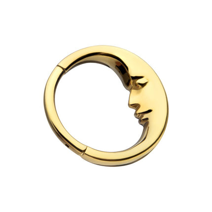 Invictus 24Kt Gold PVD Titanium Crescent Moon Face Front Facing Hinged Segment Clicker