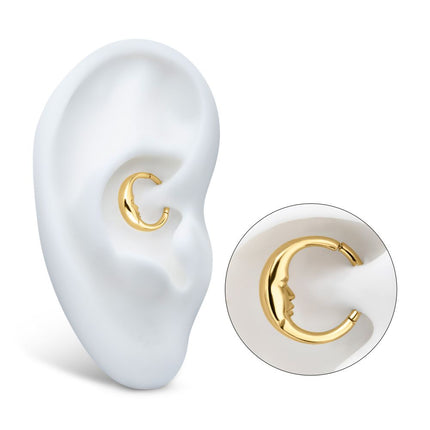 Invictus 24Kt Gold PVD Titanium Crescent Moon Face Front Facing Hinged Segment Clicker
