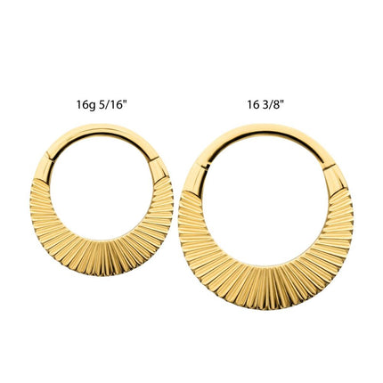 Invictus 24Kt Gold PVD Titanium Radiant Wide Hoop Front Facing Hinged Segment Clicker