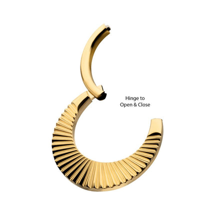 Invictus 24Kt Gold PVD Titanium Radiant Wide Hoop Front Facing Hinged Segment Clicker