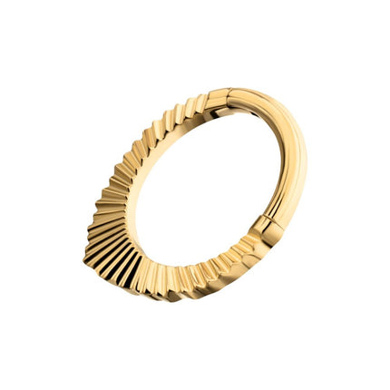Invictus 24Kt Gold PVD Titanium Radiant Pointed Hoop Front Facing Hinged Segment Clicker