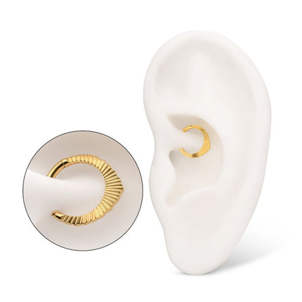 Invictus 24Kt Gold PVD Titanium Radiant Pointed Hoop Front Facing Hinged Segment Clicker
