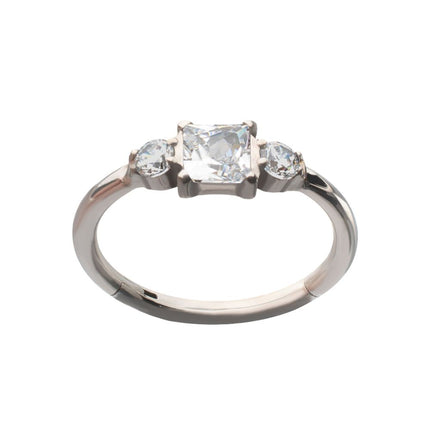 Invictus Titanium Linear Princess & Round Trio Gem Side Facing Hinged Segment Clickers