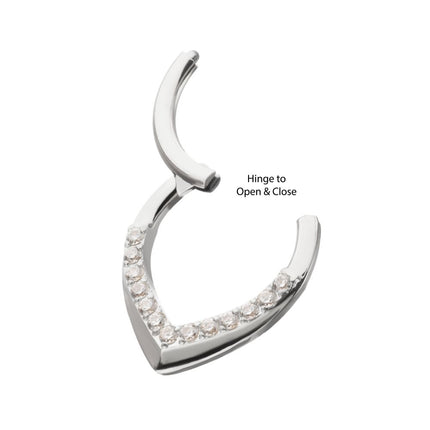Invictus Titanium Pave Gem V-Shape Front Facing Hinged Segment Clicker