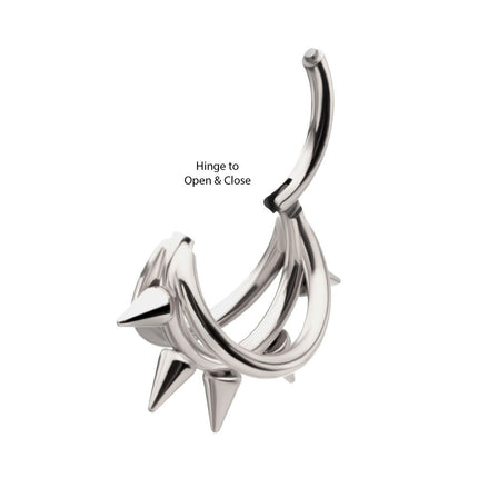 Invictus Titanium Five-Spiked Open Stack Triple Hoop Hinged Segment Clicker