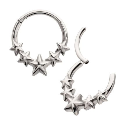 Invictus Titanium 5-Star Cluster Hoop Front Facing Hinged Segment Clicker