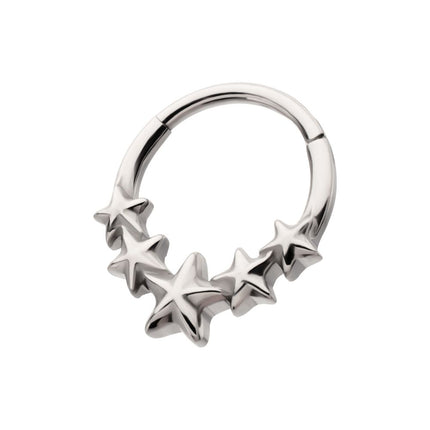 Invictus Titanium 5-Star Cluster Hoop Front Facing Hinged Segment Clicker