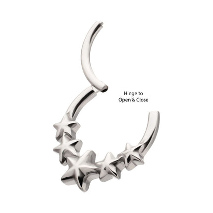 Invictus Titanium 5-Star Cluster Hoop Front Facing Hinged Segment Clicker