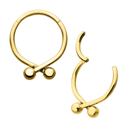 Invictus 24Kt Gold PVD Titanium Twister Ball Hinged Segment Hoop Clicker