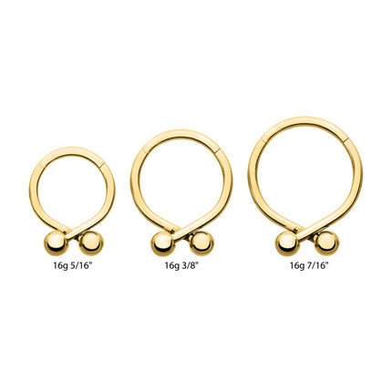 Invictus 24Kt Gold PVD Titanium Twister Ball Hinged Segment Hoop Clicker