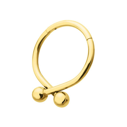 Invictus 24Kt Gold PVD Titanium Twister Ball Hinged Segment Hoop Clicker