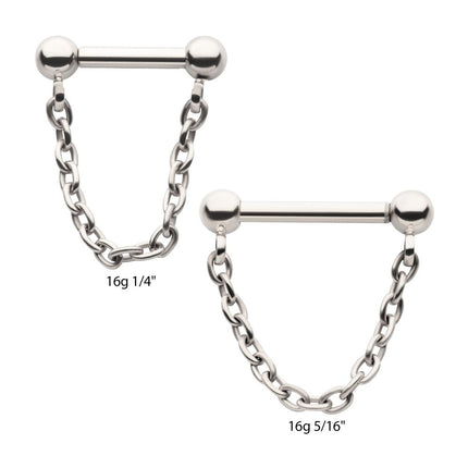 Invictus Solid Titanium Dangle Chain on a One Side Threadless, One Side Fixed Bar with Ball ends