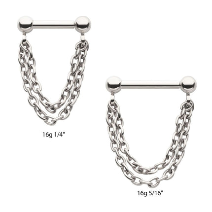 Invictus Solid Titanium 2 Tier Chains on a One Side Threadless, One Side Fixed Bar with Ball ends