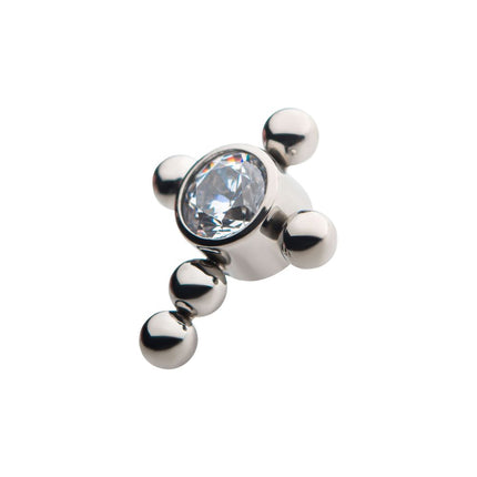 Invictus Titanium Internally Threaded Bezel Set Gem Cross Top