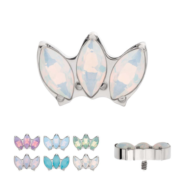 Invictus Titanium Internally Threaded Triple Marquise Opalite Cluster Top