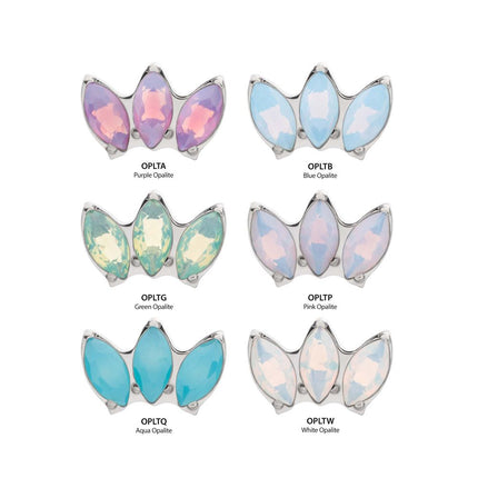 Invictus Titanium Internally Threaded Triple Marquise Opalite Cluster Top