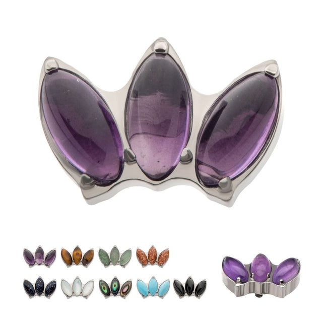 Invictus Titanium Internally Threaded with Prong Set 3-Cluster Marquise Stones Fan Shape Top