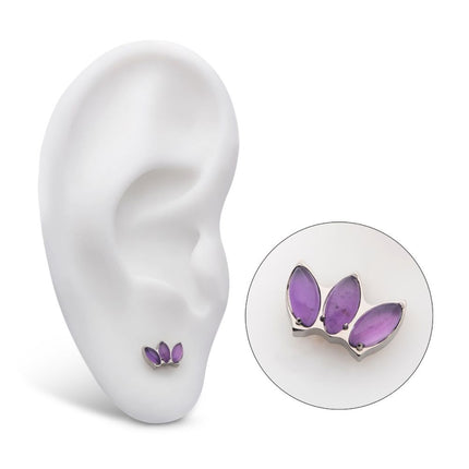 Invictus Titanium Internally Threaded with Prong Set 3-Cluster Marquise Stones Fan Shape Top