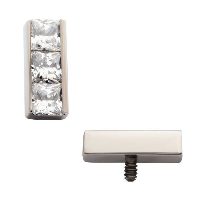 Invictus Titanium Internally Threaded with Channel Set Princess Gem Bar Top