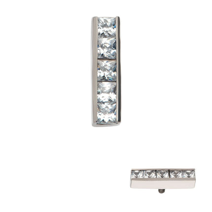 Invictus Titanium Internally Threaded with CNC Set Clear CZ 5-Cluster Bar Top